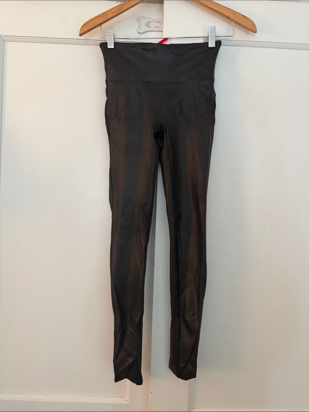 SPANX High-Waist Faux Leather Look Leggings - Black